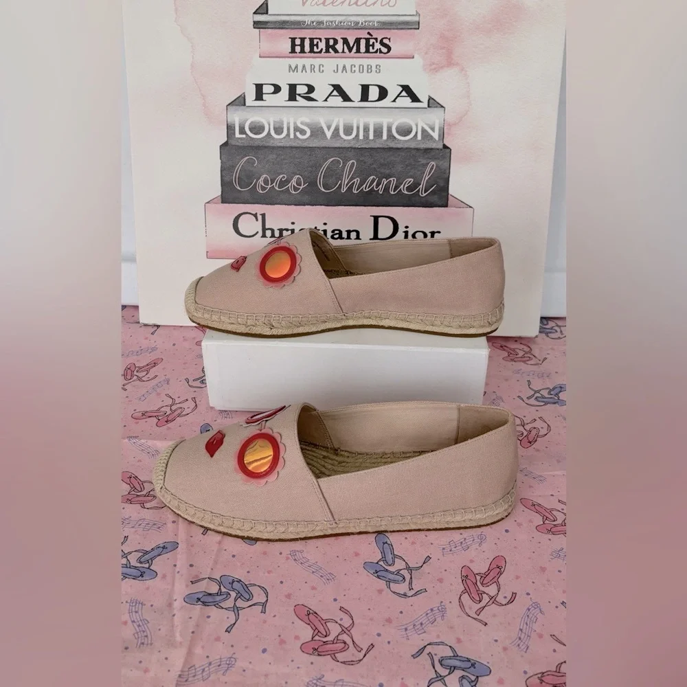 Kate Spade Geralda Glasses Espadrilles Pale Vellum K0052 Pale pink Size 9 NWOT